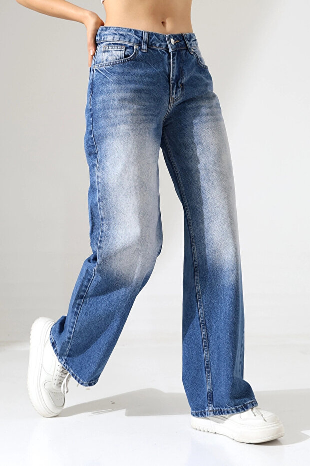 High Waist Wide Leg Light Blue Denim Jean Pants