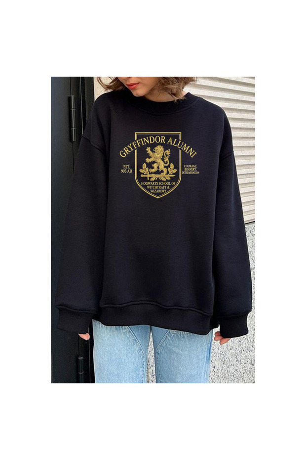 Wizard School Building -G- Printed Crew Neck 3 Thread Sweatshirt