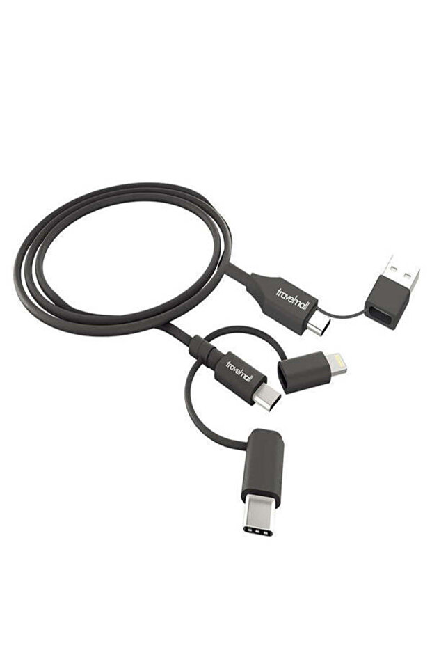 5-in-1 Intelligent Charging Cable 1m USB-A/USB-C to Lightning, Micro-USB & USB-C – Black