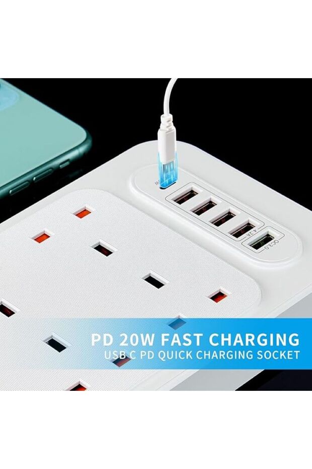 NO BRAND Universal 6-Way Power Outlet Strip with Fast Charging – US ...