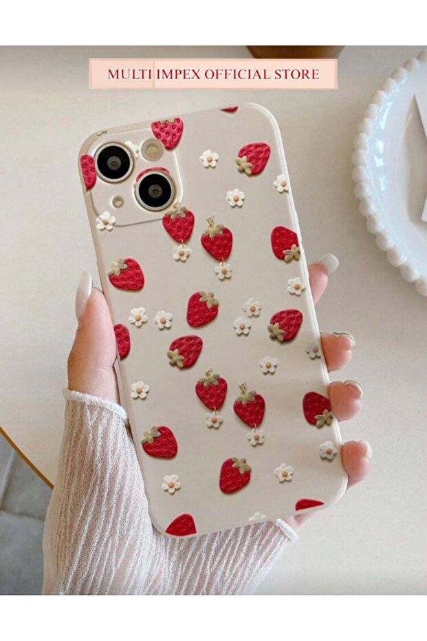 The 'Elite Minimalist' iPhone 15 Pro Case with a Cute Printed strawberry