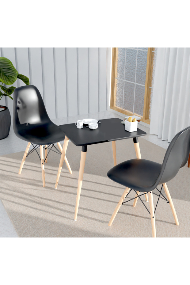 Cenare Dining Set (Dining Table With 2 X Plastic Chair) Black