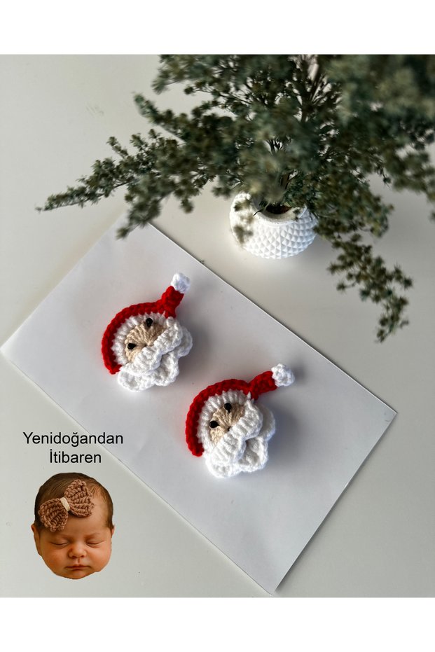 Newborn Baby Buckle Santa Claus Handmade 2-Piece Clip Hairless Baby Buckle Set