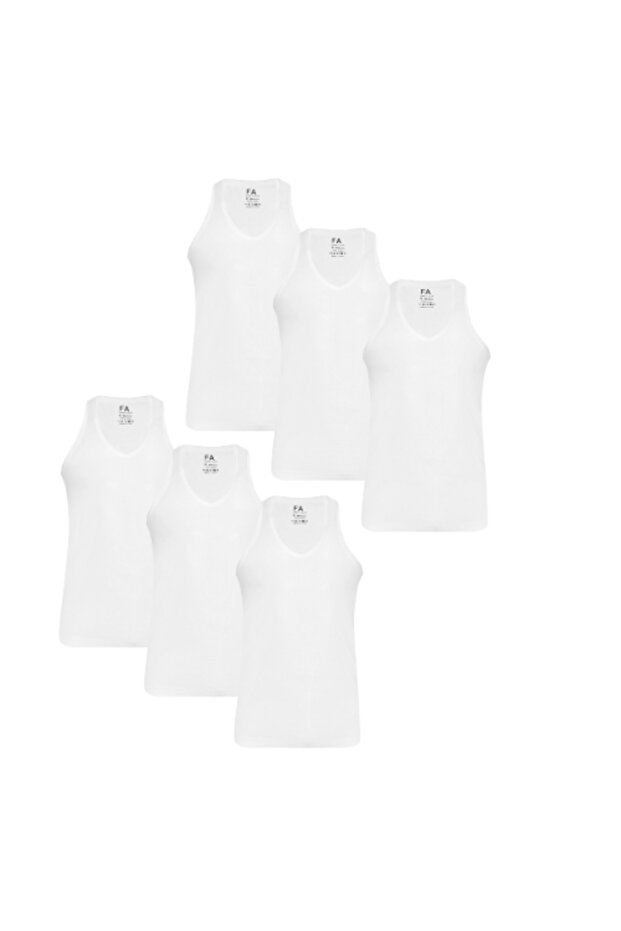 Mens Rib Inner Inner Vest White Pack of 6
