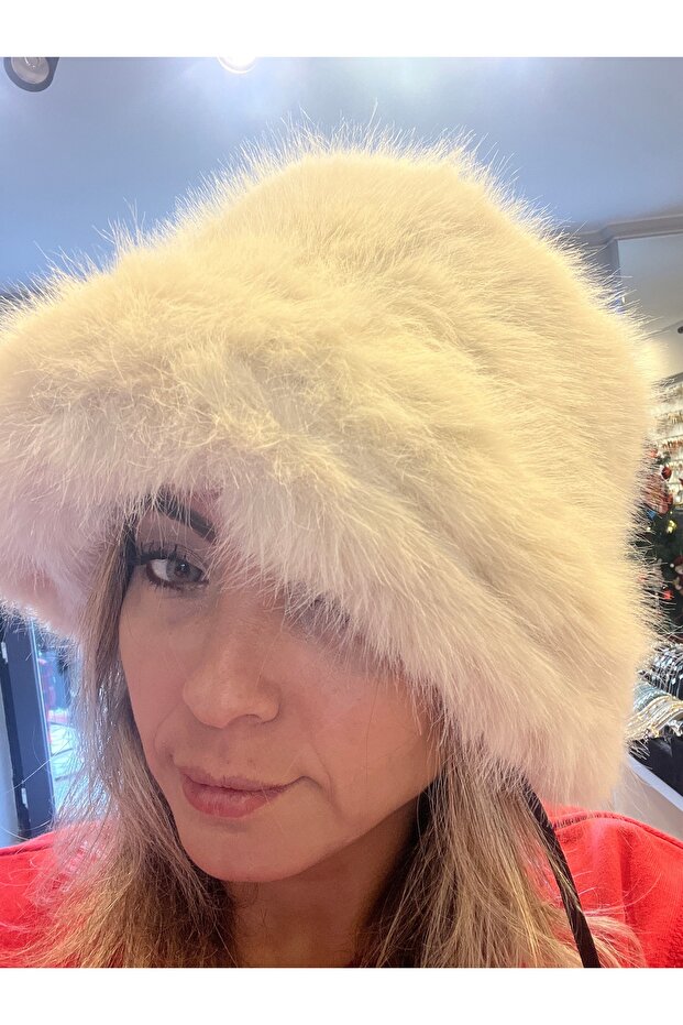 Mango Fabric Fur Hat Beige