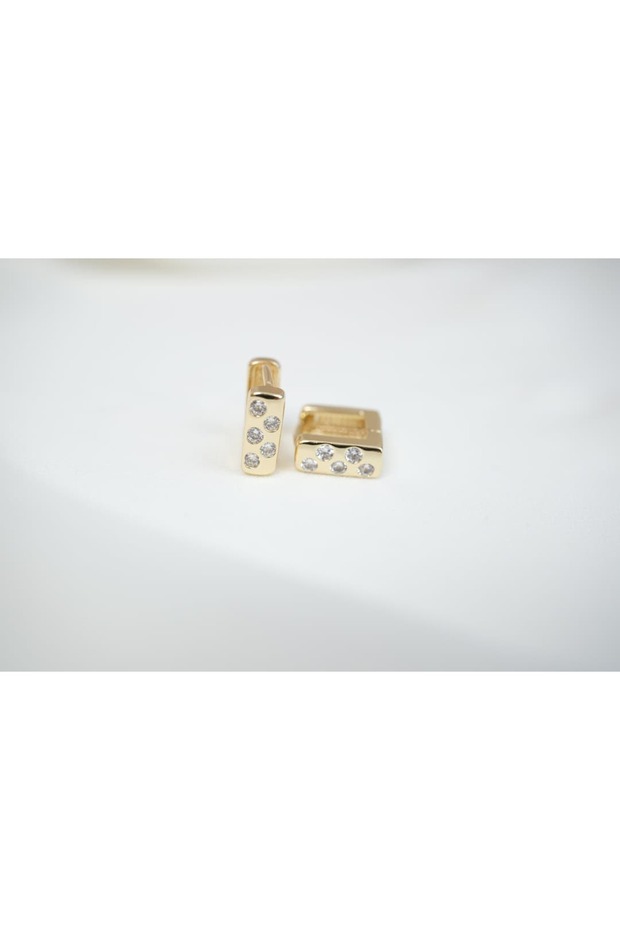 Kp144 Minimal Gold Zircon Stone Earrings