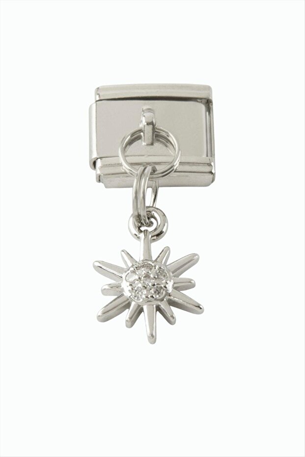 Star Zircon Stone Sallatılı Steel Charm