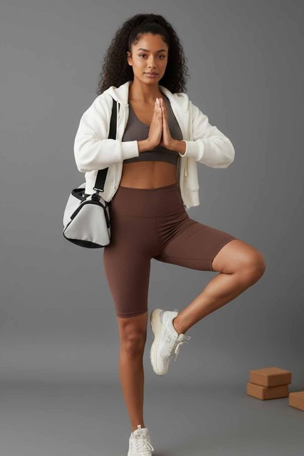 Women's Brownhigh Waist Shaping / Sculpting Biker Leggings - Sports Shorts