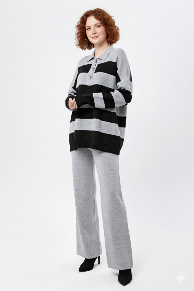 Sweater Pants Double Knitwear Set Compatible with Size 34/38