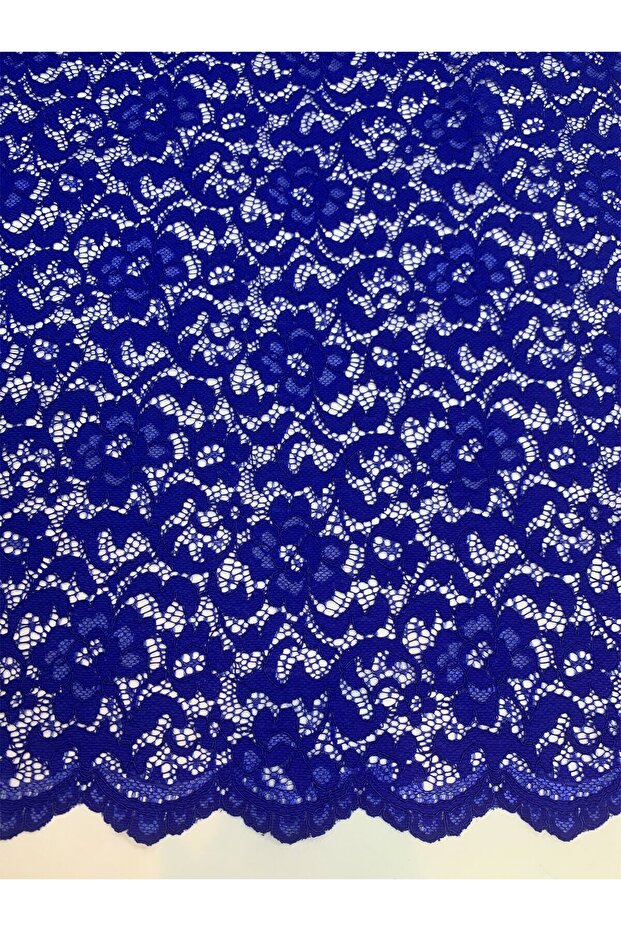 Cobalt Blue Cordone Lace Fabric – Floral Pattern
