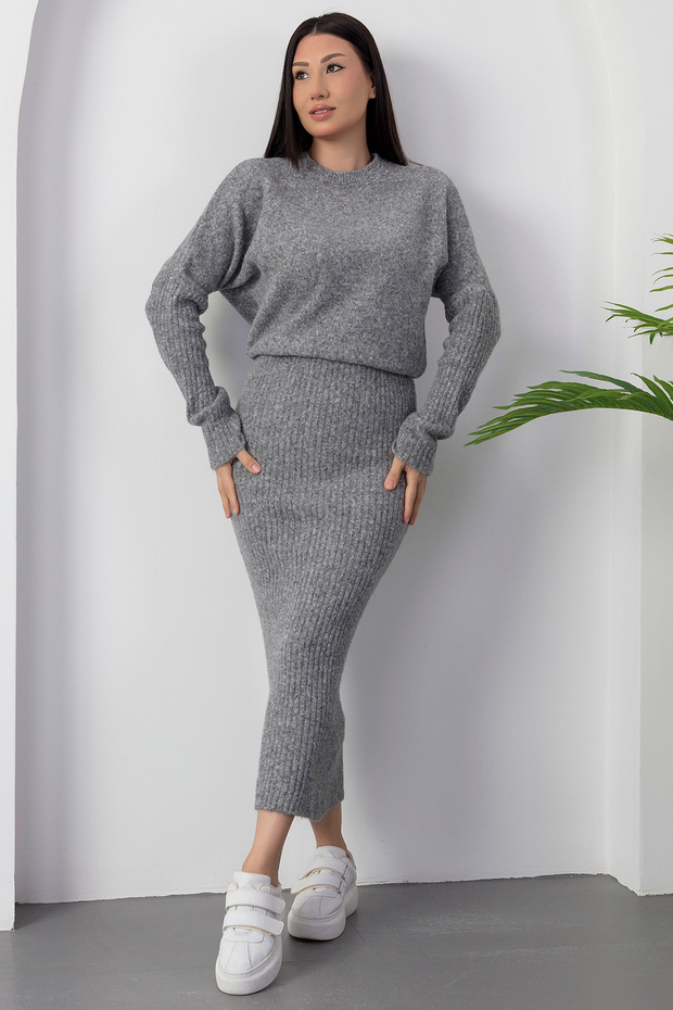 Bisiklet Yaka Uzun Triko Elbise DM2711 - 5