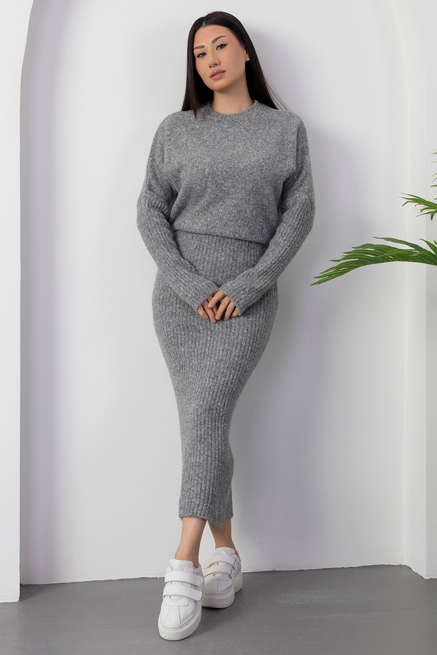 Bisiklet Yaka Uzun Triko Elbise DM2711 - 4