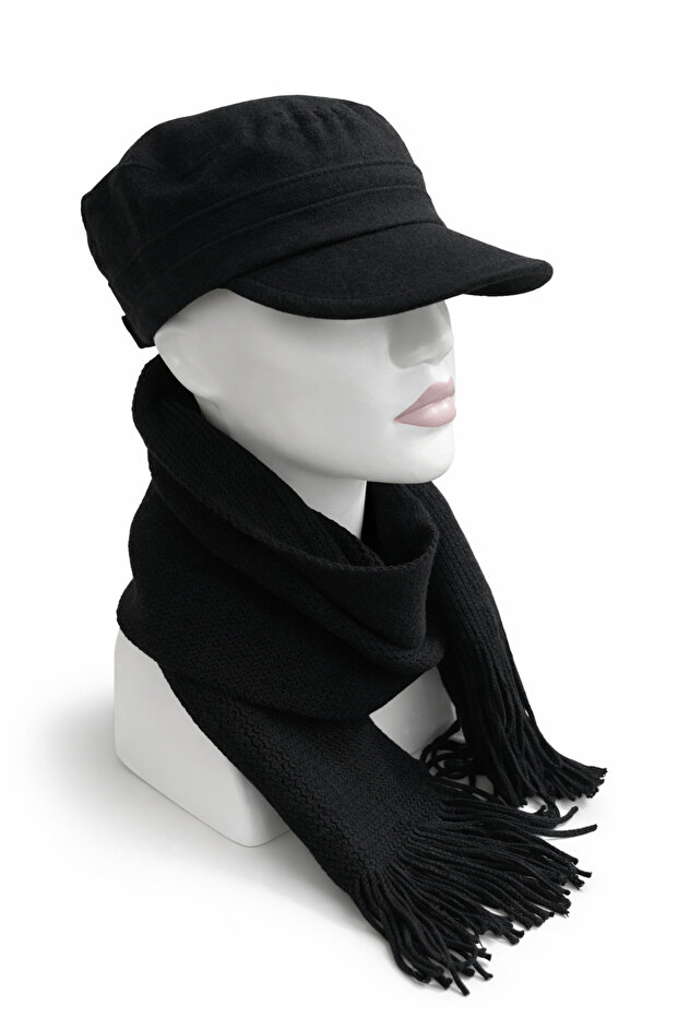 Women Men Unisex Castro Beanie Hat + Long Knit Scarf | Winter Combination Set
