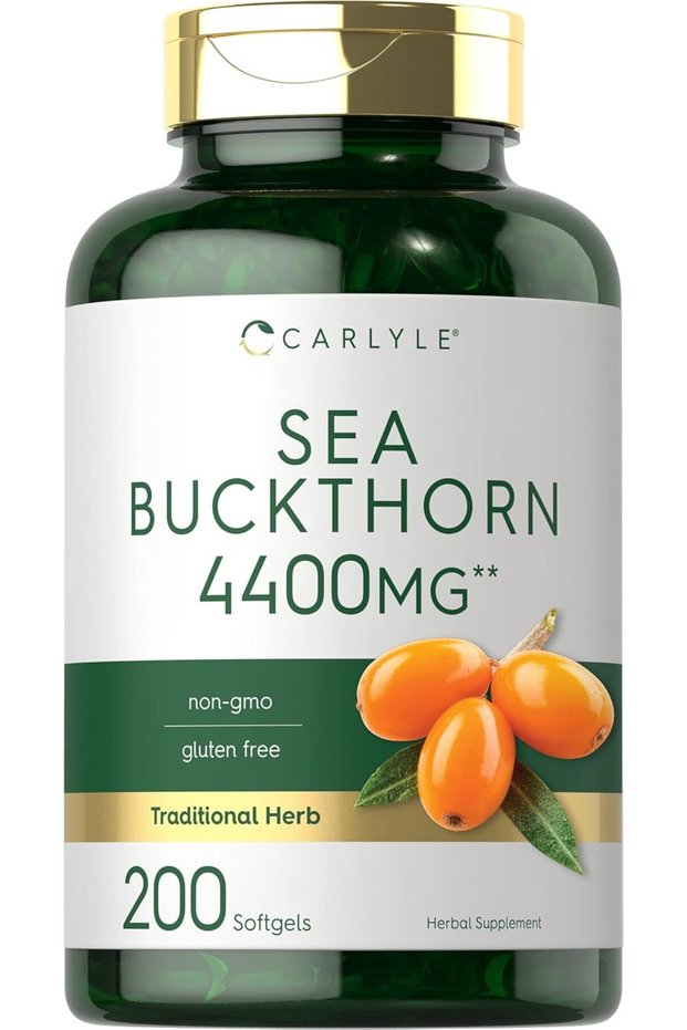 Sea Buckthorn Oil Capsules 4400mg | 200 Softgels | Non-GMO, Gluten Free | Sea Buckthorn Berr