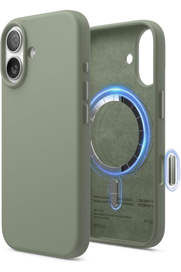 Magnetic Liquid Silicone For iPhone 17 case cover [Camera Control Button] - Khaki Green