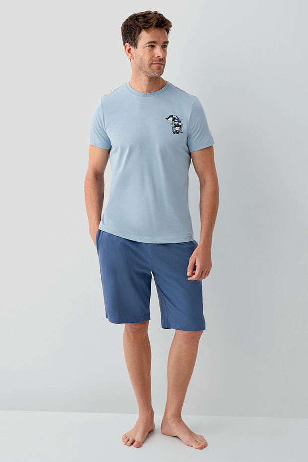 Erkek Mavi Bermuda Takım - 2