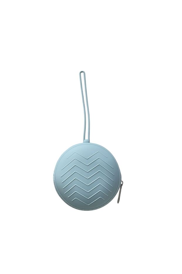 Silicone Pacifier Storage Box Pacifier Holder Portable with Strap Zippered - Light Blue