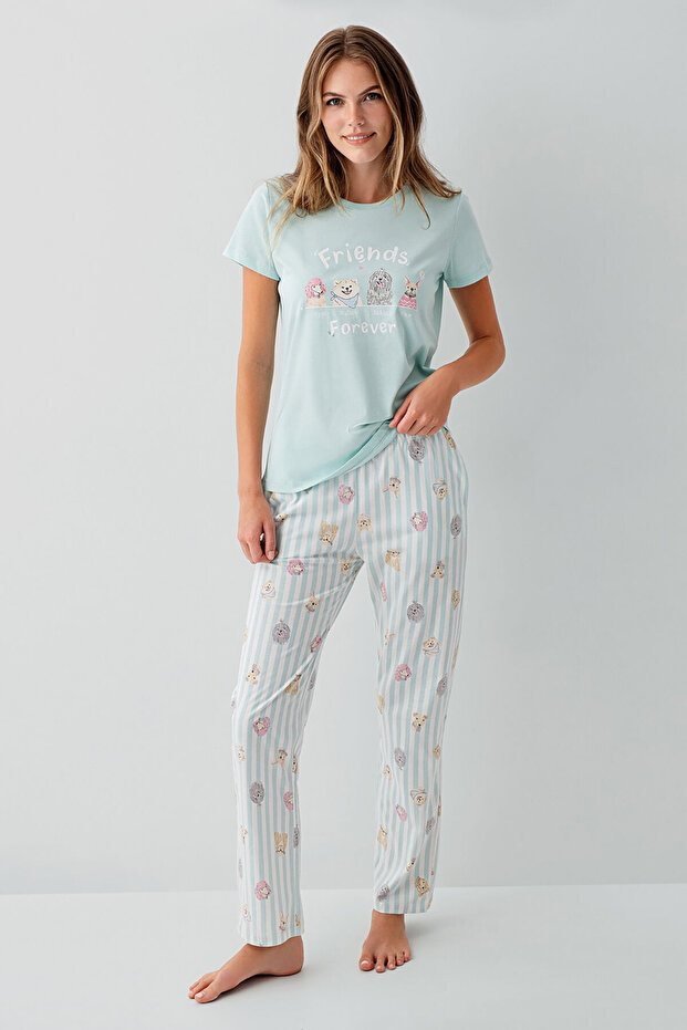 Ženski zeleni pidžama set - 2