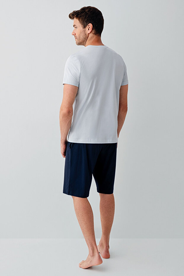 Erkek Mavi Bermuda Takım - 4