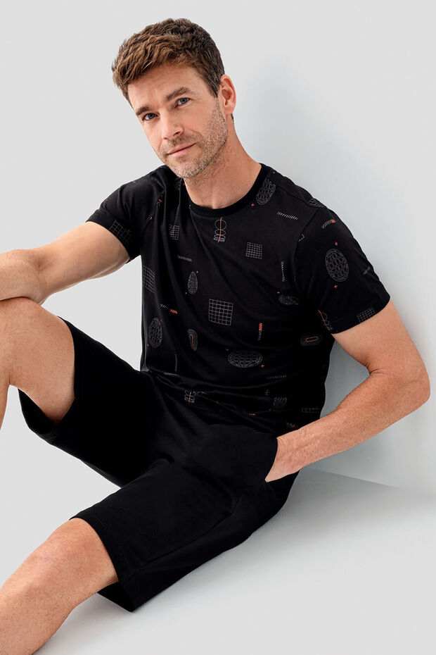 Erkek Siyah Bermuda Takım - 1