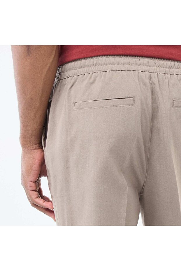 Solid Jogger-Style Trousers BEIGE - 5