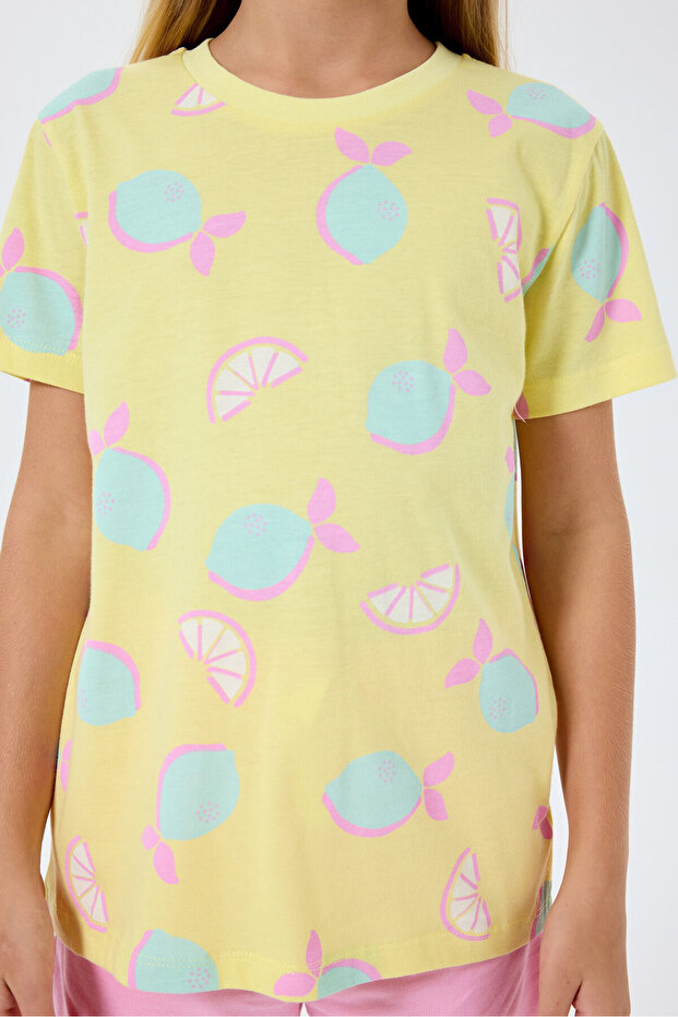 Kız Çocuk Sarı Şort Takım - 2