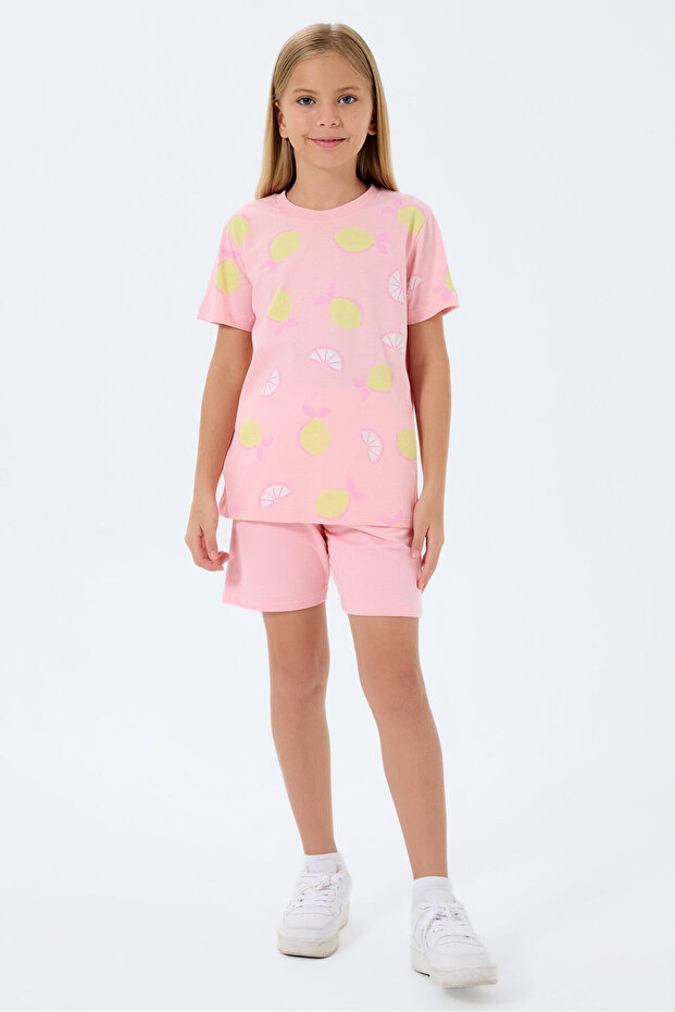 Kız Çocuk Pembe Şort Takım - 2