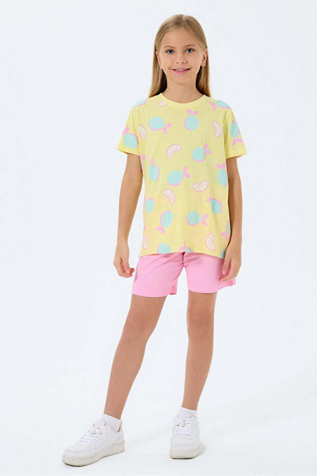 Kız Çocuk Sarı Şort Takım - 1