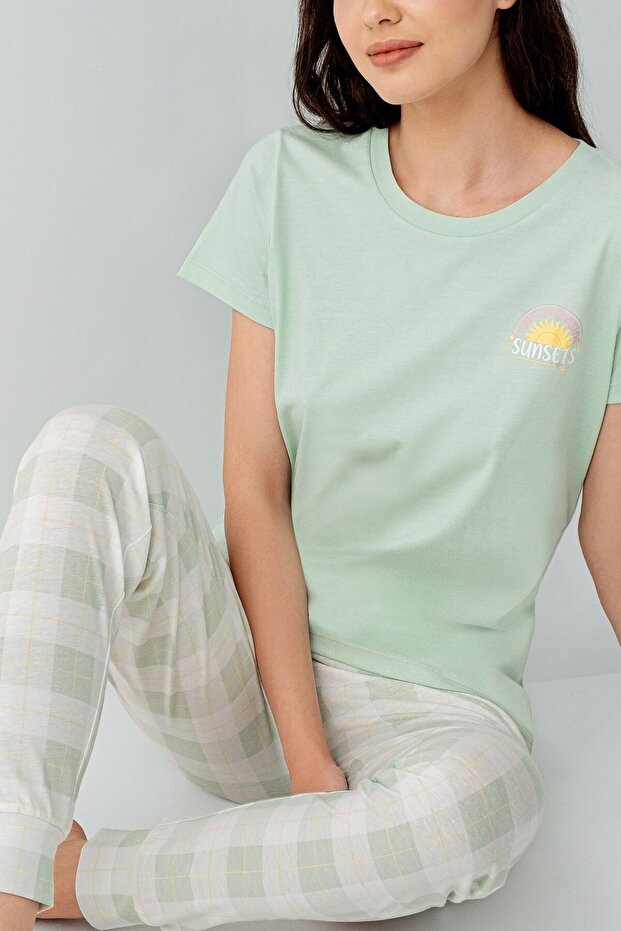 Ženski zeleni pidžama set - 3