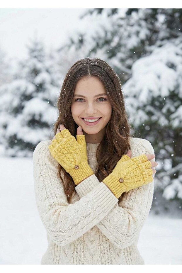 Women's Winter Friendly Wool Gloves with Cover