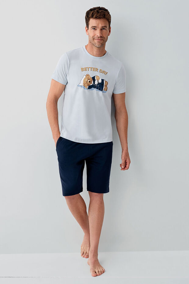 Erkek Mavi Bermuda Takım - 2