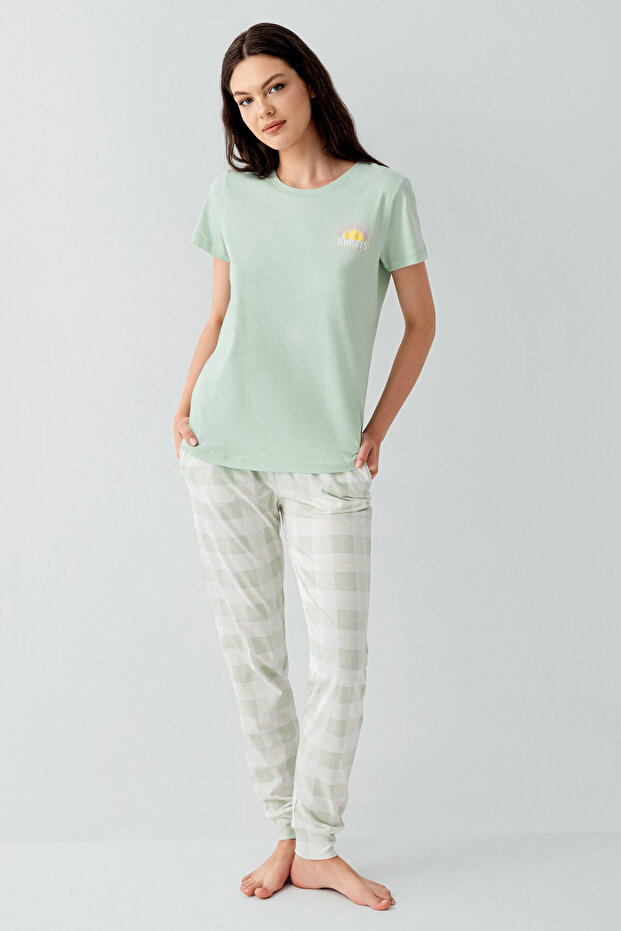 Ženski zeleni pidžama set - 2