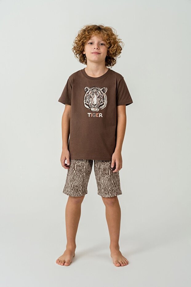 Boy's Brown Bermuda Set - 2