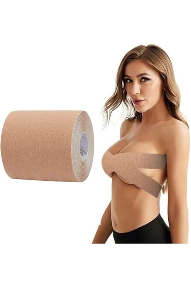 Breast Lift Tape Width 10 Cm Boob Tape 5 Meters Women's Stick-on Bra Nipple Cover-Nude