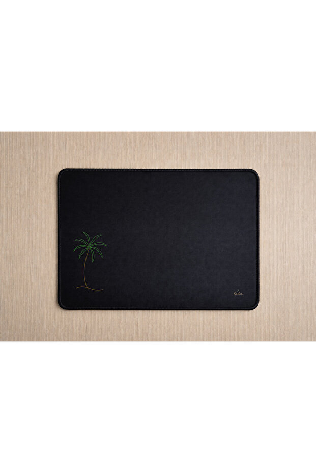 Palm Tree Patterned Raw Fabric Drawstring Backpack & Mousepad Set - 2