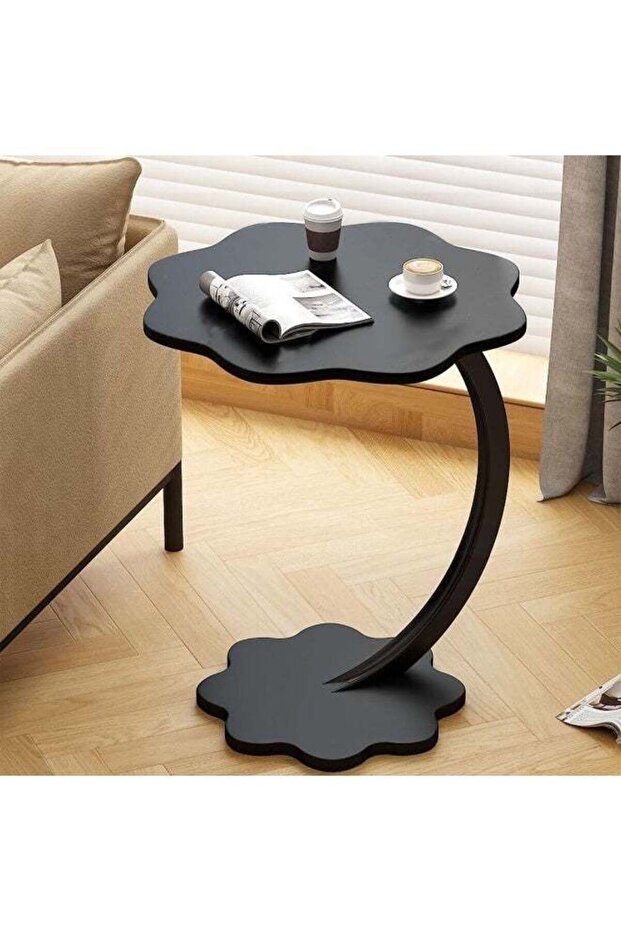 Small Modern Side Table for Sofa, C Shape Accent Table for Home