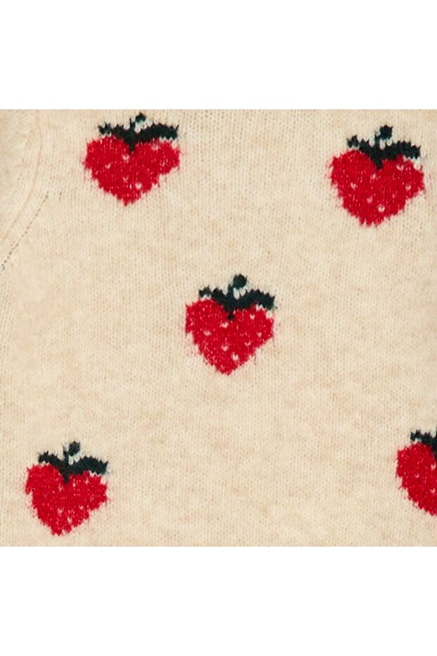 كنزة صوفية منقوشة بيج - 3