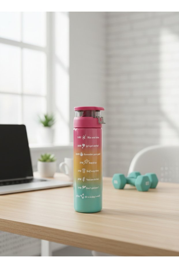 Motivational Water Bottle - 550Cc Glass Colored Water Bottle