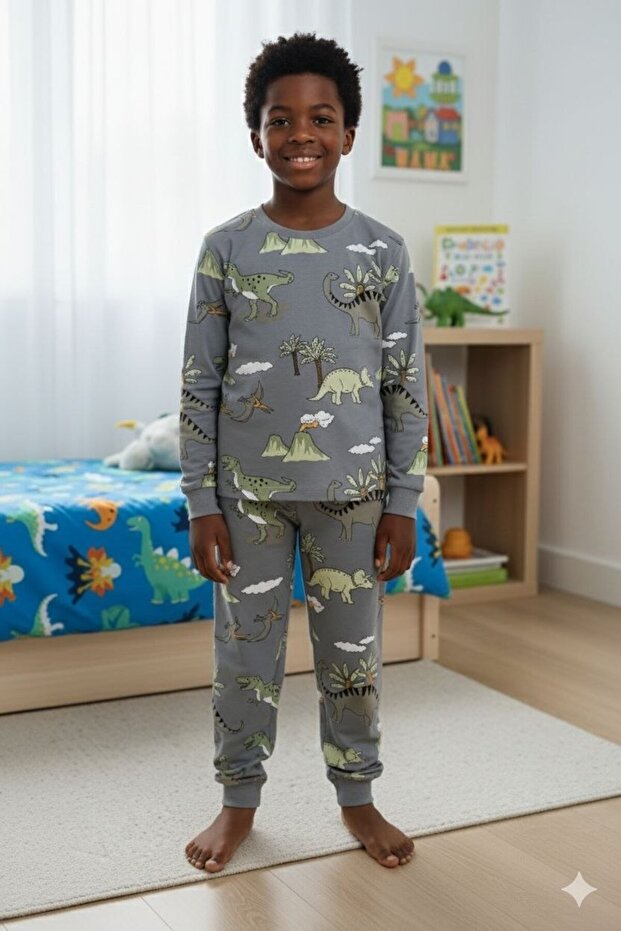 Boys' Interlock 100% Cotton Dinosaur Pattern Suit