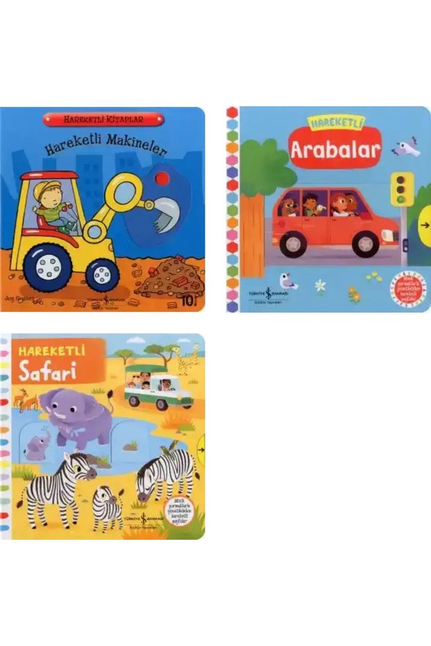 İş Bankası 0-3 Years Old Moving Books, Moving Machines, Car and Safari Set of 3
