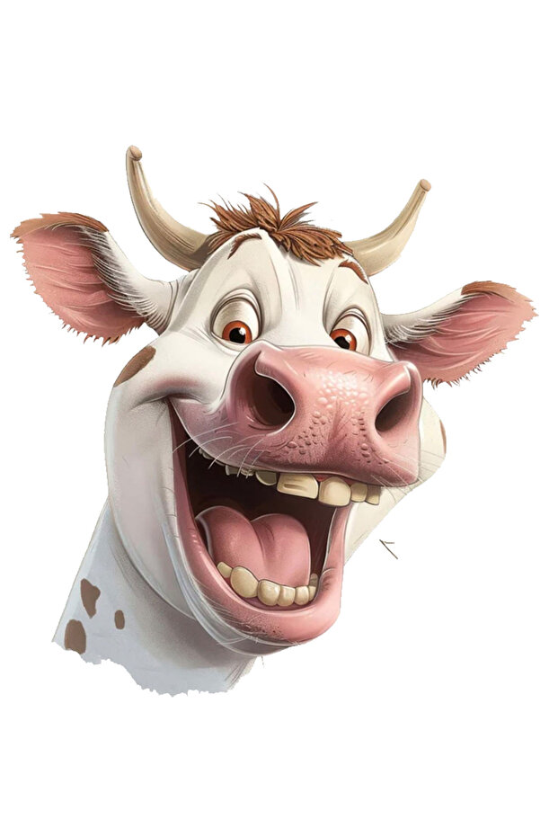 Smiling White Cow Ticker Car, Motorcycle, Helmet, Laptop, Glass Sticker 13X12 cm
