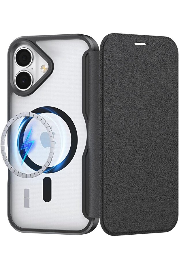 Air Folio for iPhone 17 case MagSafe compatible Folio Wallet cover magnetic closure - Black
