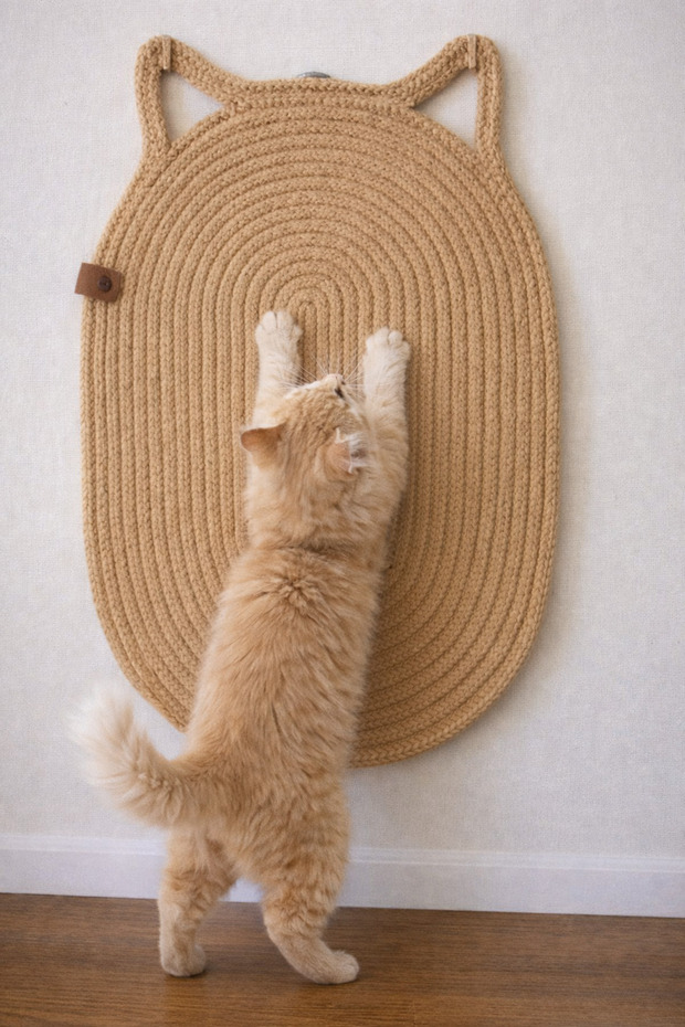 100% Organic Jute Rope Stitched Cat Scratching Mat | Natural, Non-Disassemblable, Pet-Friendly