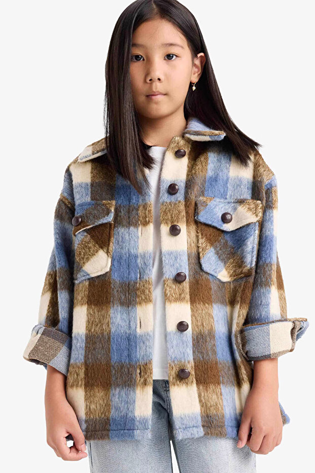 Kaşe Checkered Blue Girl's Shirt F3385A8/Be300