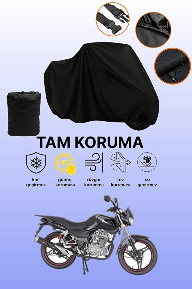 Black Tail Bag and Lock Incompatible Mondial 150 Mh Drift Compatible Motorcycle Tarpaulin