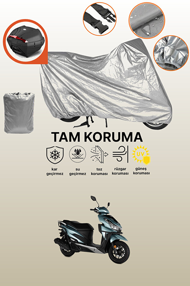 Rks Vrs 125 Compatible Motorcycle Tarpaulin Compatible with Grey Tail Bag