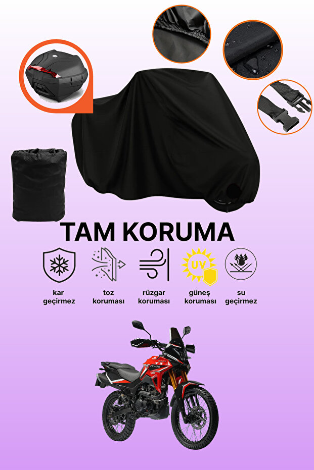 Motolux Cortado 200 Compatible Motorcycle Tarpaulin Compatible with Black Rear Case
