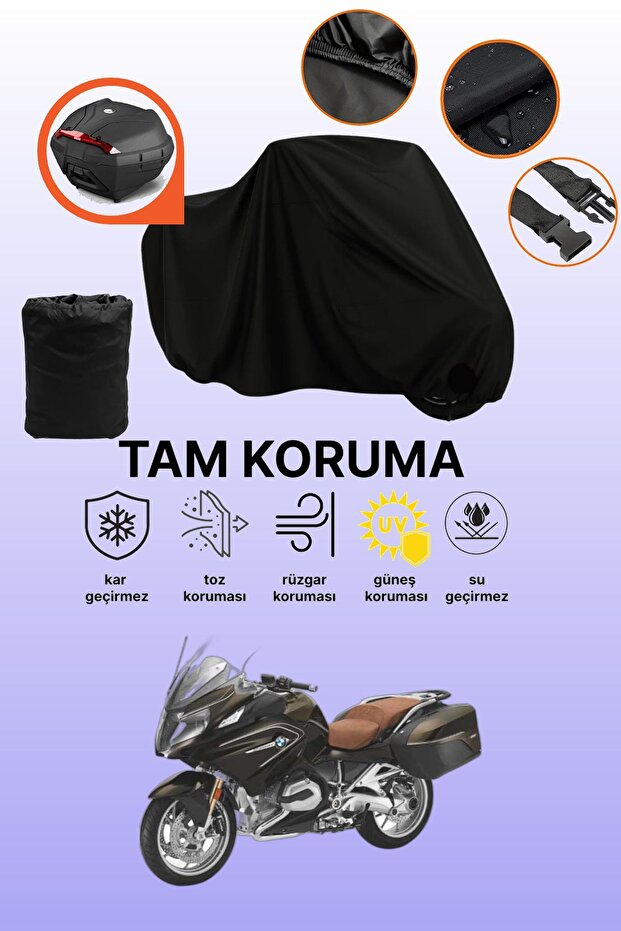 Black Tail Bag Compatible with Bmw R 1200 Rt Compatible Motorcycle Tarpaulin