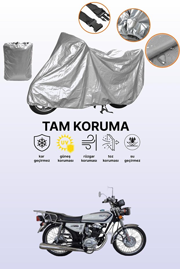Gray Tail Bag and Lock Incompatible Kuba Cheetah 150R Compatible Motorcycle Tarpaulin