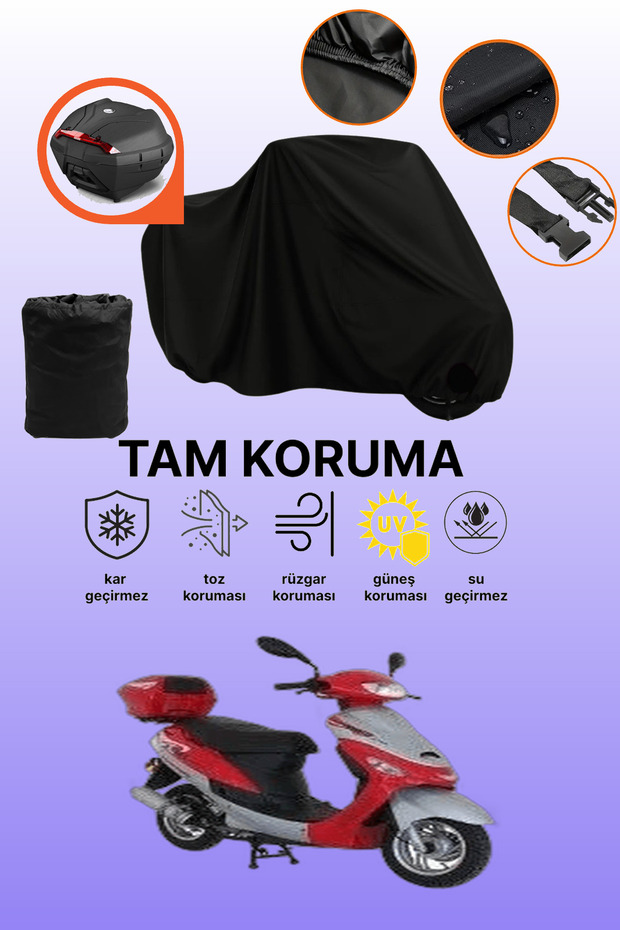 Mondial 50 Hc Compatible Motorcycle Tarpaulin Compatible with Black Rear Case